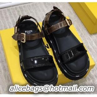 Good Quality Fendi Flat Sandals 033192 Black/Brown 2021