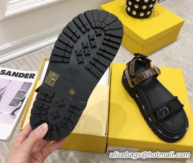 Good Quality Fendi Flat Sandals 033192 Black/Brown 2021