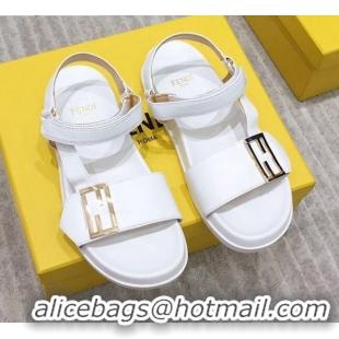 Top Design Fendi Flat Sandals 033193 White 2021