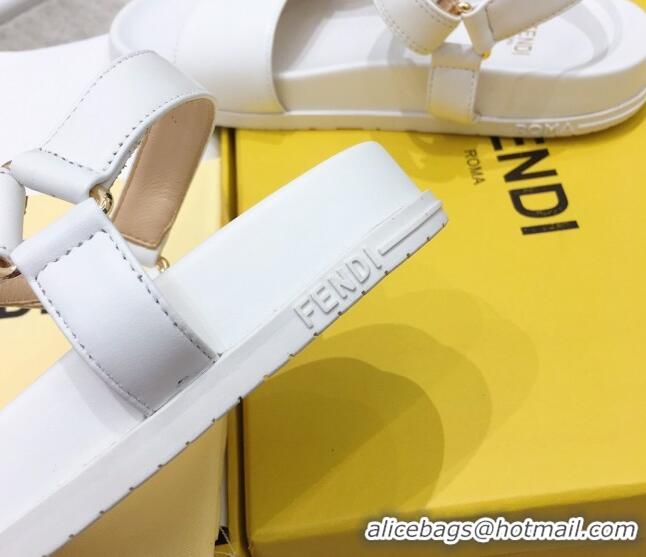 Top Design Fendi Flat Sandals 033193 White 2021