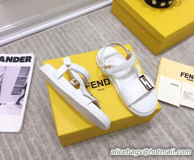 Top Design Fendi Flat Sandals 033193 White 2021