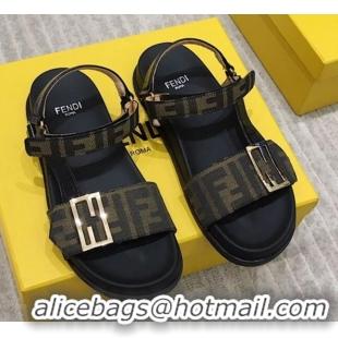 Good Quality Fendi Flat Sandals 033194 Black/Brown 2021