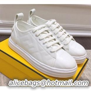 Best Product Fendi Rise FF Leather Sneakers 033195 White