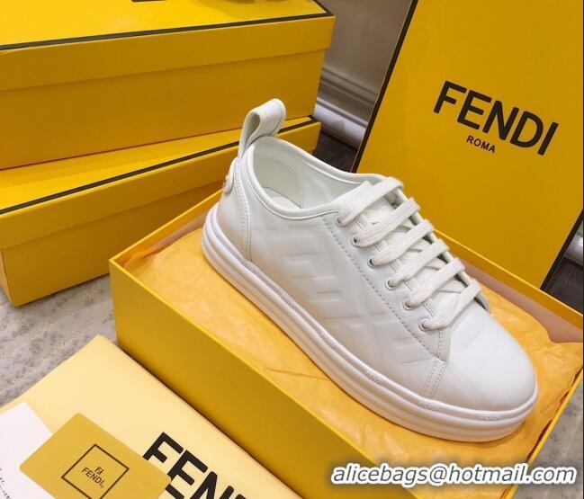 Best Product Fendi Rise FF Leather Sneakers 033195 White