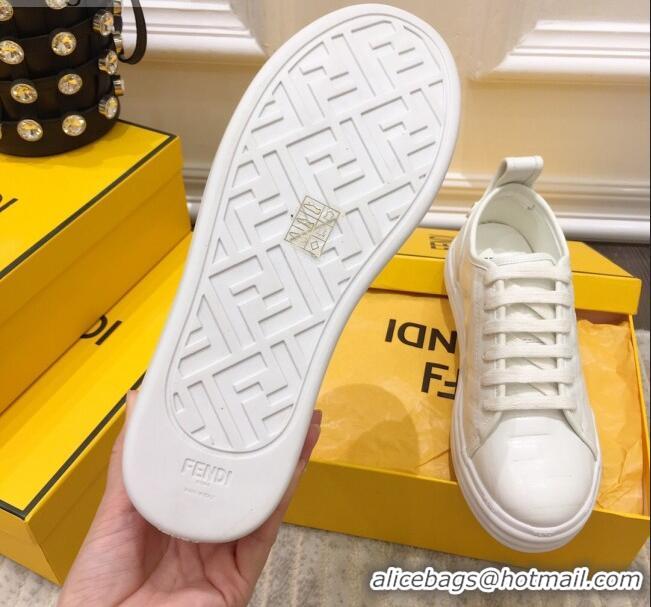 Best Product Fendi Rise FF Leather Sneakers 033195 White