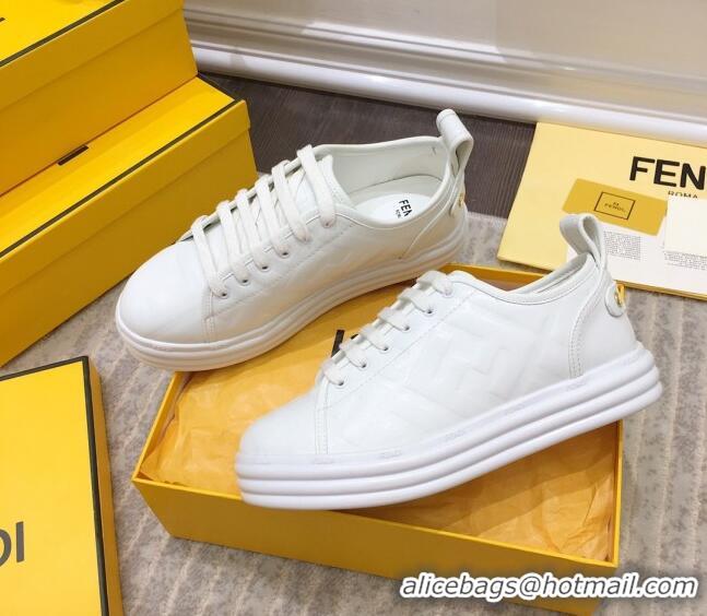 Best Product Fendi Rise FF Leather Sneakers 033195 White