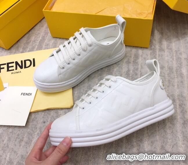 Best Product Fendi Rise FF Leather Sneakers 033195 White