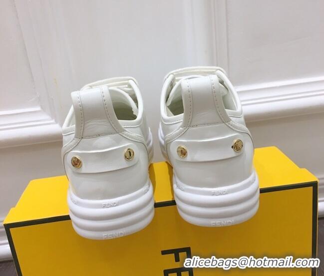 Best Product Fendi Rise FF Leather Sneakers 033195 White