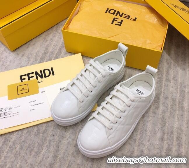 Best Product Fendi Rise FF Leather Sneakers 033195 White