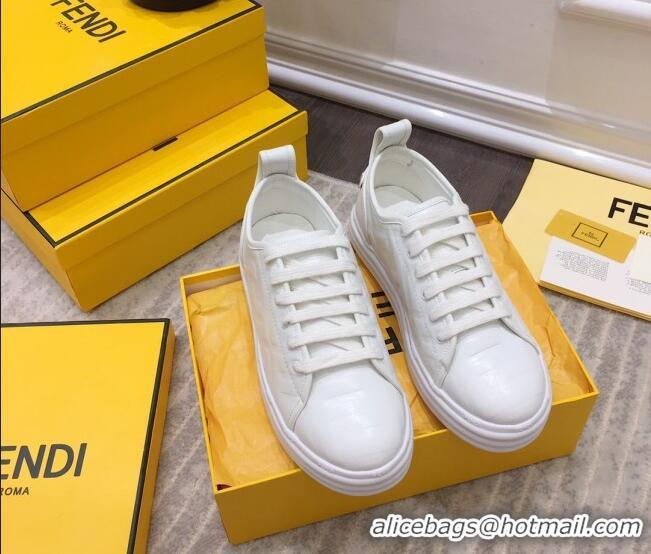 Best Product Fendi Rise FF Leather Sneakers 033195 White