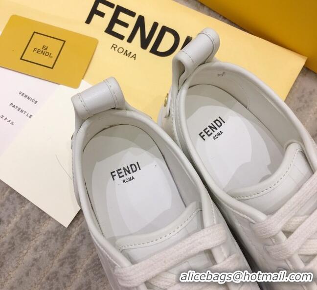 Best Product Fendi Rise FF Leather Sneakers 033195 White