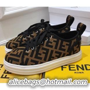 Cheap Price Fendi Rise FF Canvas Sneakers 033198 Brown