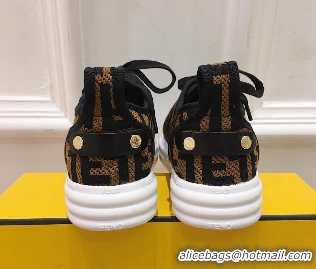 Cheap Price Fendi Rise FF Canvas Sneakers 033198 Brown