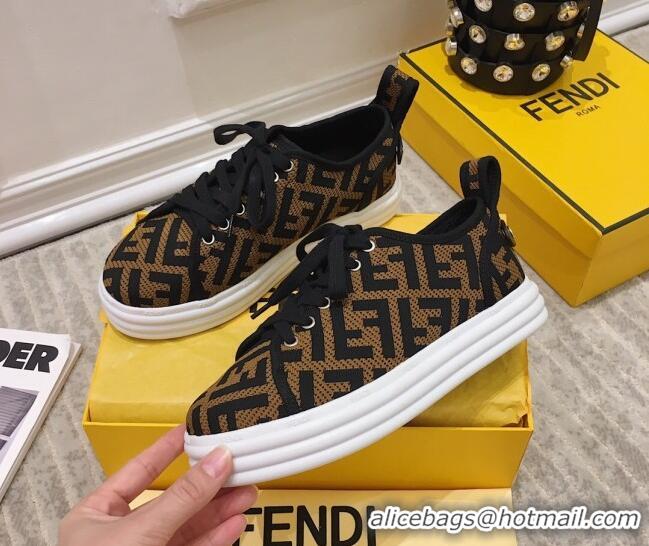 Cheap Price Fendi Rise FF Canvas Sneakers 033198 Brown