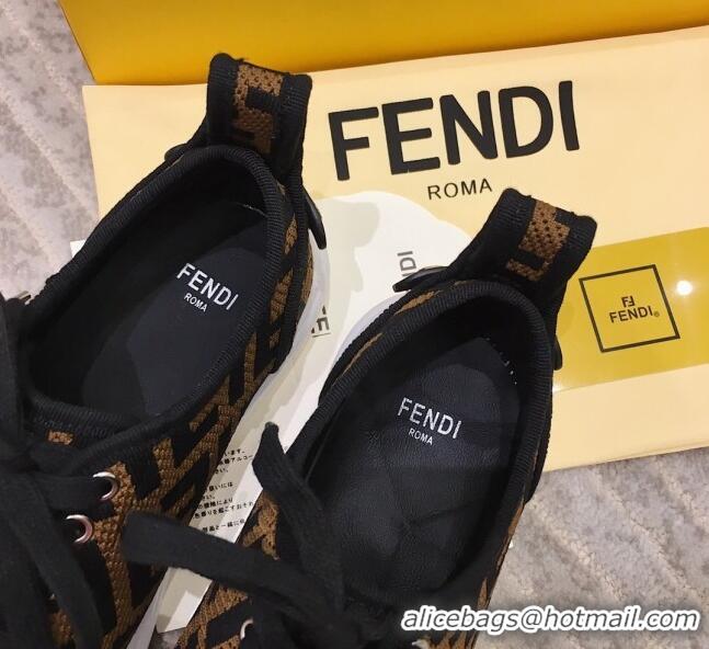 Cheap Price Fendi Rise FF Canvas Sneakers 033198 Brown