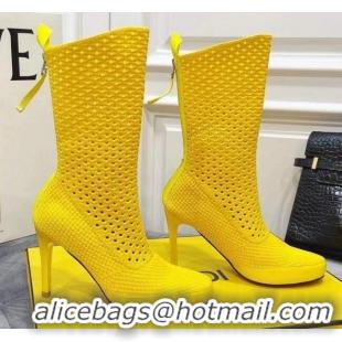 Popular Style Fendi Reflections Woven Lace Ankle Boots 040117 Yellow 2021