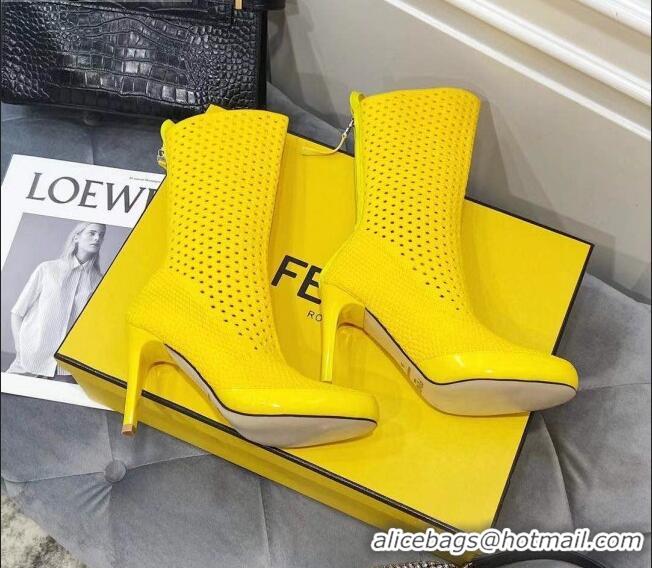 Popular Style Fendi Reflections Woven Lace Ankle Boots 040117 Yellow 2021