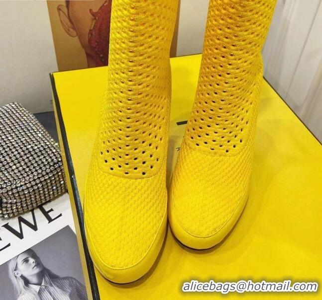 Popular Style Fendi Reflections Woven Lace Ankle Boots 040117 Yellow 2021