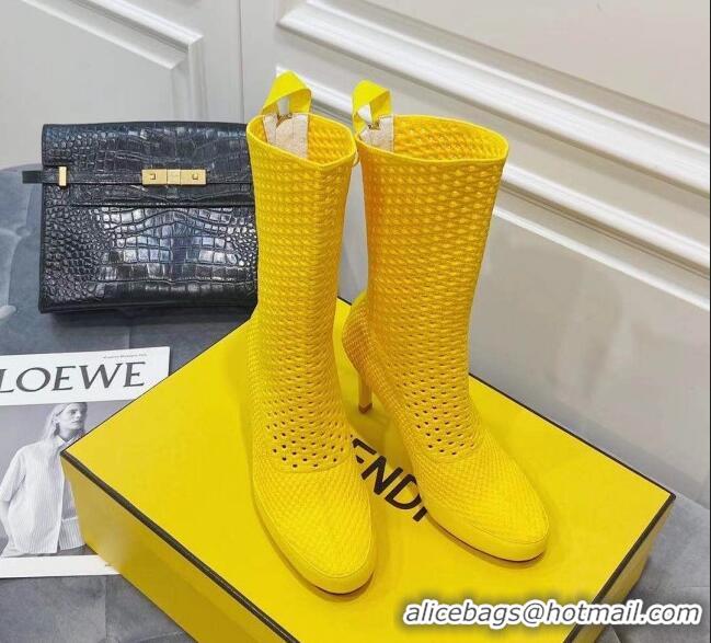 Popular Style Fendi Reflections Woven Lace Ankle Boots 040117 Yellow 2021