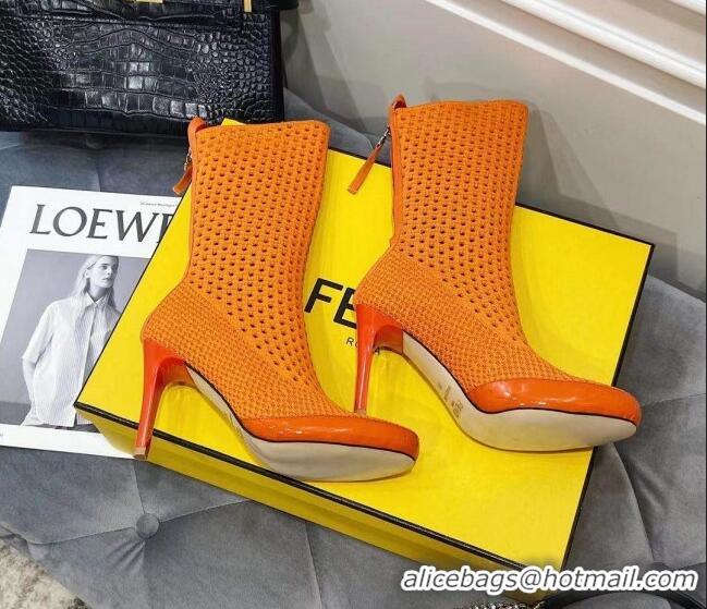 Lower Price Fendi Reflections Woven Lace Ankle Boots 040117 Orange 2021