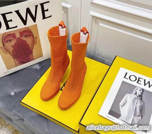 Lower Price Fendi Reflections Woven Lace Ankle Boots 040117 Orange 2021