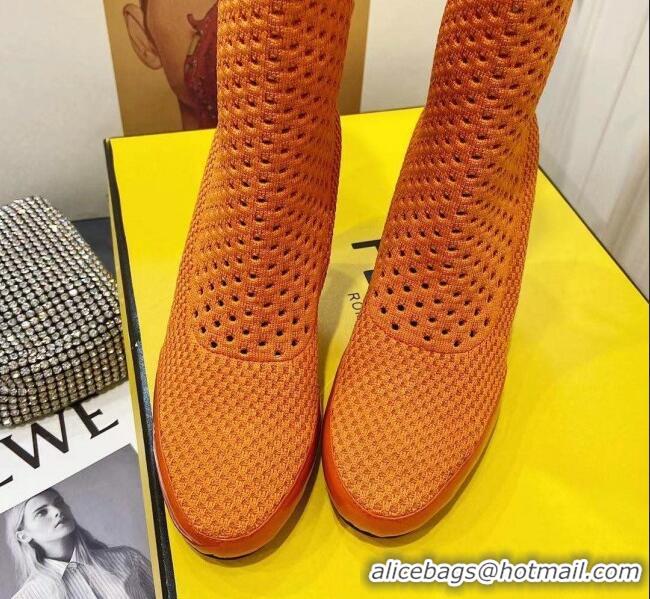 Lower Price Fendi Reflections Woven Lace Ankle Boots 040117 Orange 2021