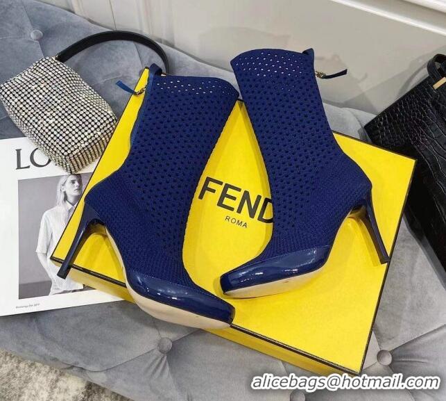 Good Looking Fendi Reflections Woven Lace Ankle Boots 040117 Navy Blue 2021