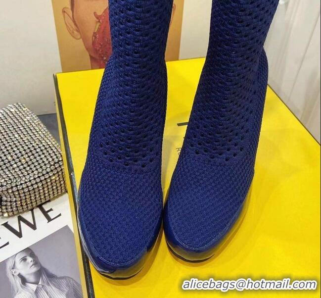 Good Looking Fendi Reflections Woven Lace Ankle Boots 040117 Navy Blue 2021