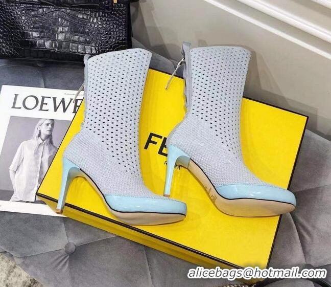 Grade Quality Fendi Reflections Woven Lace Ankle Boots 040117 Light Grey 2021