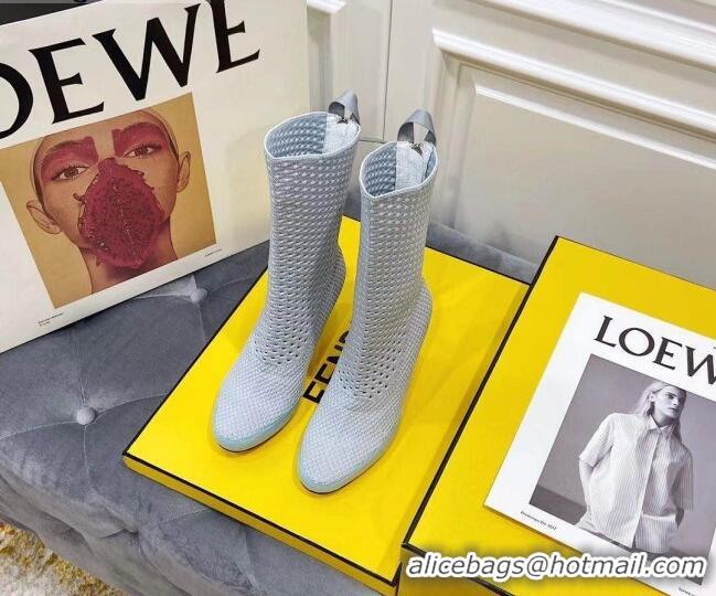 Grade Quality Fendi Reflections Woven Lace Ankle Boots 040117 Light Grey 2021