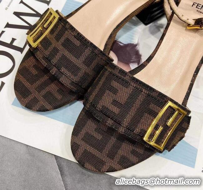 Lowest Cost Fendi Promenade FF Canvas Sandals 040735 Coffee Brown 2021