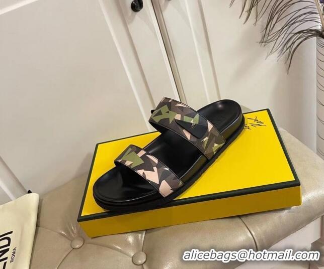 Perfect Fendi Men's Famouflage Flat Slide Sandals 040852 2021