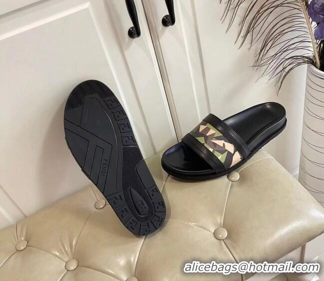 New Fashion Fendi Men's Famouflage Flat Slide Sandals 040853 2021