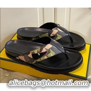 Super Quality Fendi Men's Famouflage Flat Thong Sandals 040854 2021