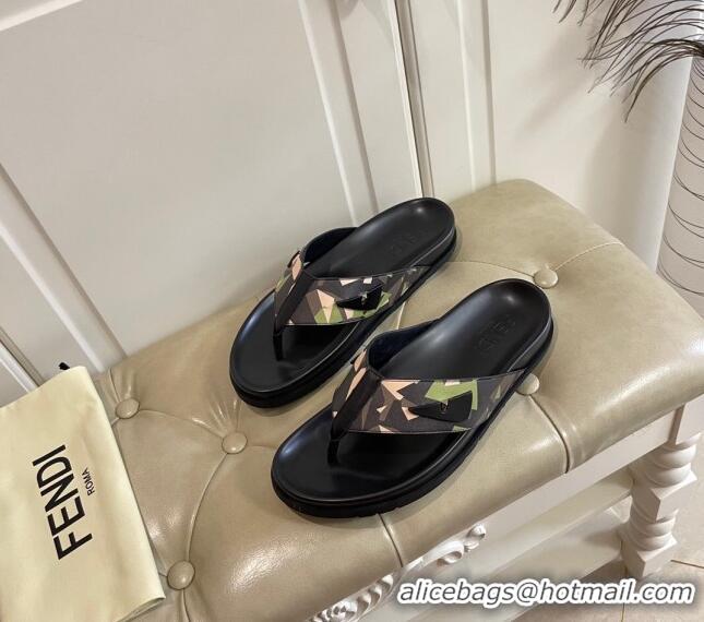 Super Quality Fendi Men's Famouflage Flat Thong Sandals 040854 2021