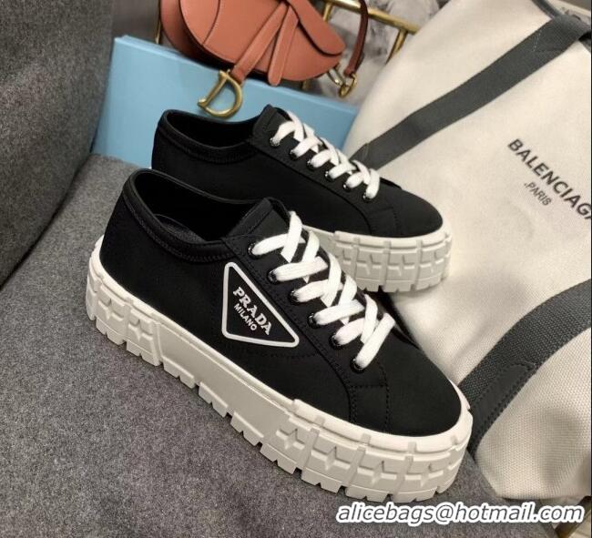 New Style Prada Nylon Platform Sneakers 022618 Black 2021