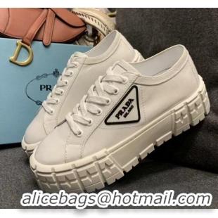 Luxury Prada Nylon Platform Sneakers 022618 White 2021