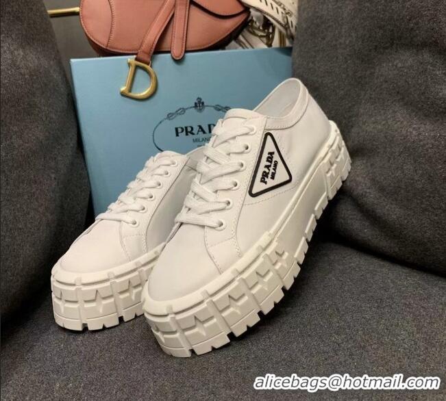 Luxury Prada Nylon Platform Sneakers 022618 White 2021