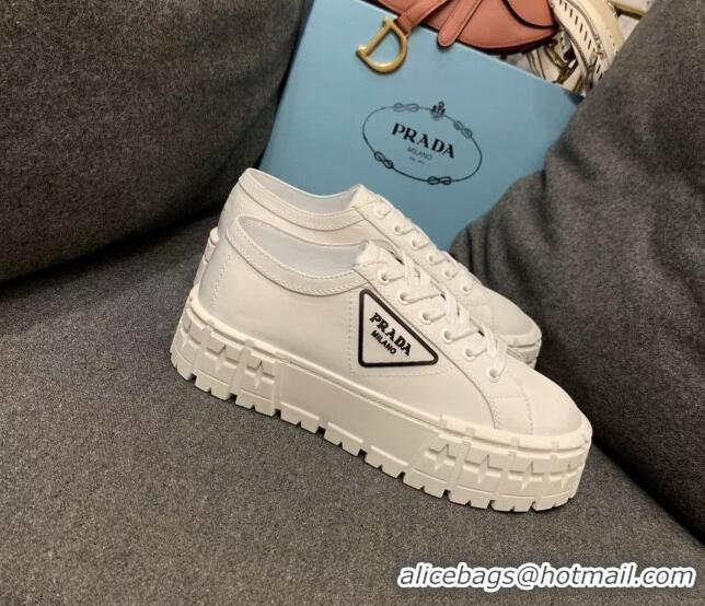 Luxury Prada Nylon Platform Sneakers 022618 White 2021