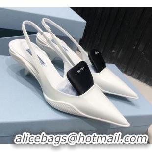 Unique Grade Prada Leather and Nylon Slingback Pumps 3cm White/Black 030606