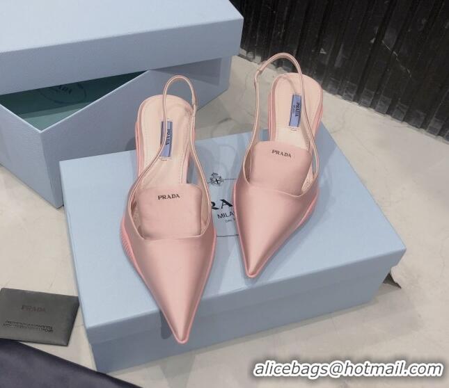 New Style Prada Silk Slingback Pumps 3cm 030608 Light Pink 2021