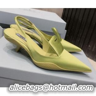 Super Quality Prada Silk Slingback Pumps 3cm 030608 Yellow 2021