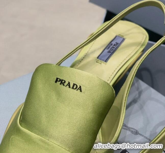 Super Quality Prada Silk Slingback Pumps 3cm 030608 Yellow 2021