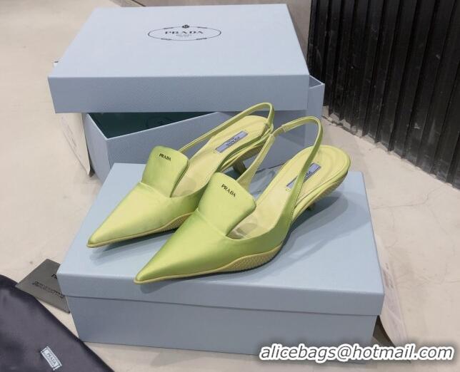 Super Quality Prada Silk Slingback Pumps 3cm 030608 Yellow 2021