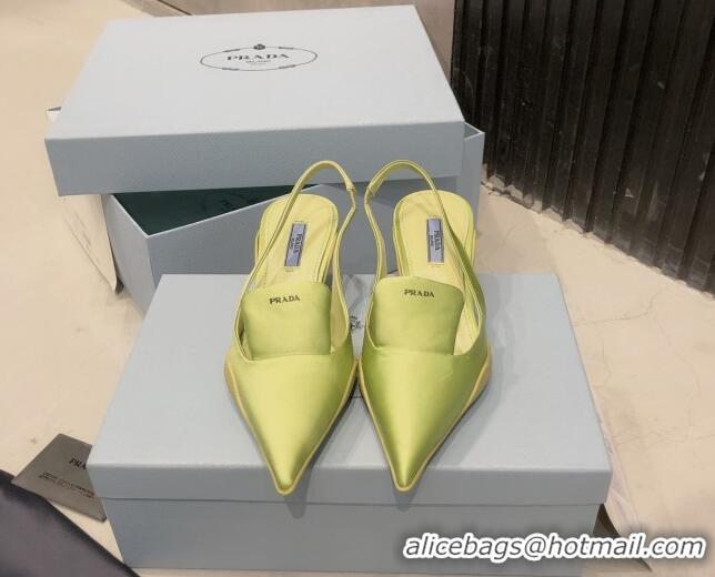 Super Quality Prada Silk Slingback Pumps 3cm 030608 Yellow 2021