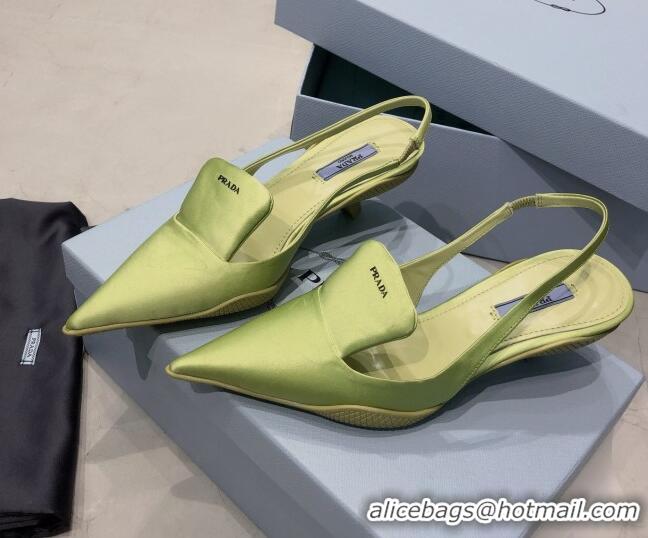 Super Quality Prada Silk Slingback Pumps 3cm 030608 Yellow 2021