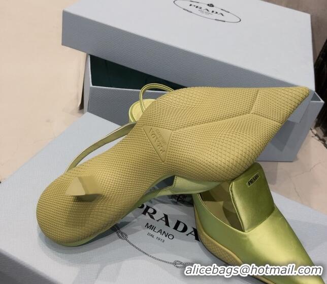 Super Quality Prada Silk Slingback Pumps 3cm 030608 Yellow 2021