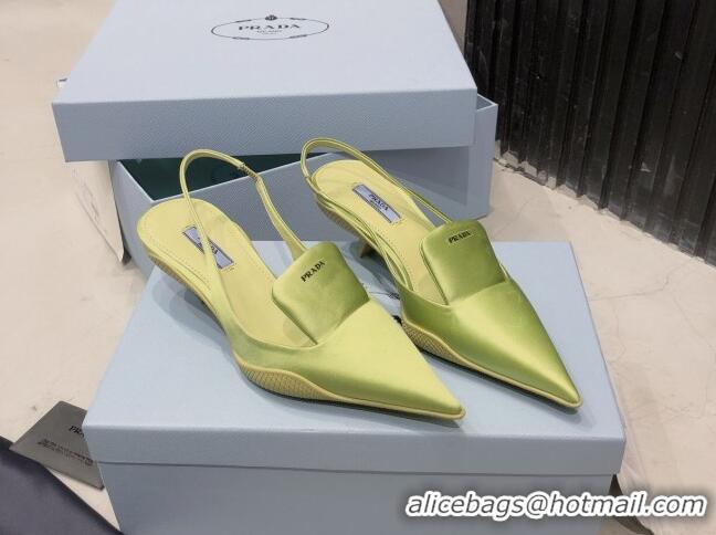 Super Quality Prada Silk Slingback Pumps 3cm 030608 Yellow 2021