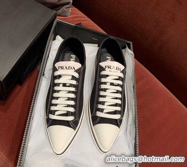 Good Quality Prada Synthesis Low-top Canvas Sneakers 030615 Black 2021