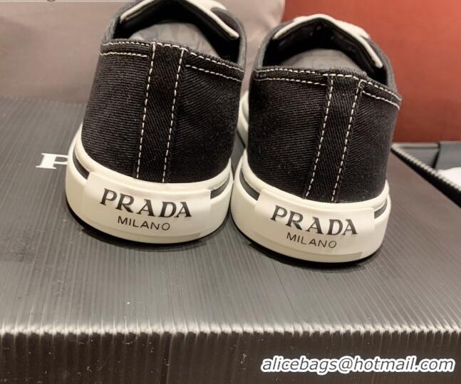 Good Quality Prada Synthesis Low-top Canvas Sneakers 030615 Black 2021